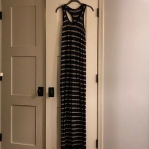 Vince navy and gray striped dress